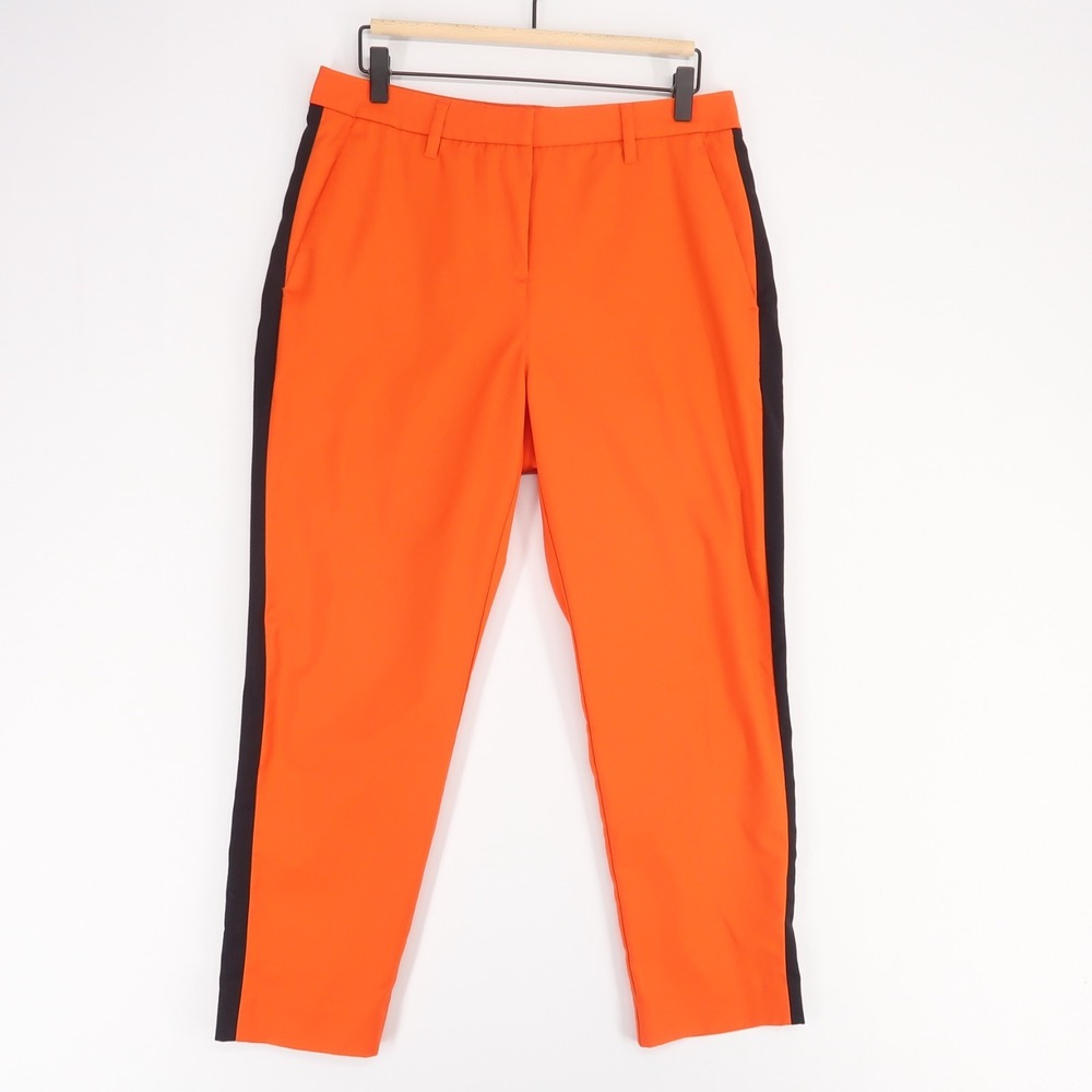 Wildfang Empower Pants Womens 10 Orange Slim Fit‎ Crop Side Stripe